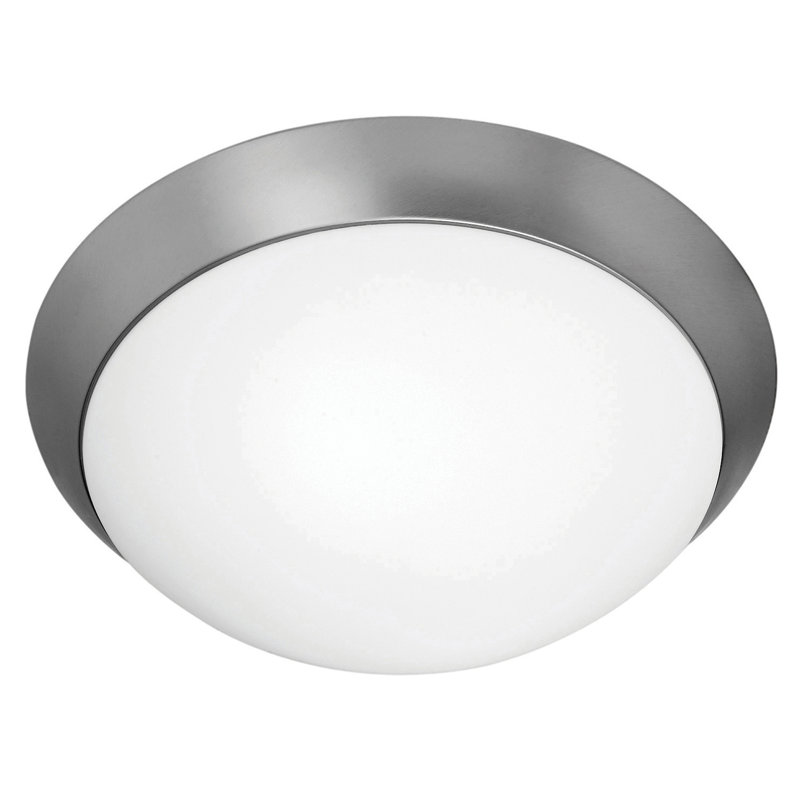 Capp Glass Flush Mount, Brushed Steel, 5" H x 15" W x 15" D