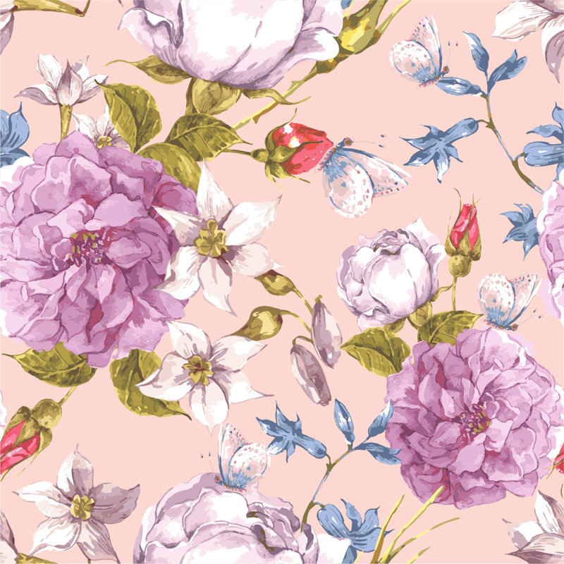 Peel & Stick Floral Wall Mural, 8.33' W x 8.33' L
