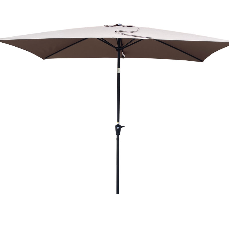 Parasol de patio 6 x 9 pi pour l'extérieur, eau, inclinaison à bouton-poussoir pour le jardin, parasol rectangulaire pour l'extérieur de la piscine, cour arrière ventilée
