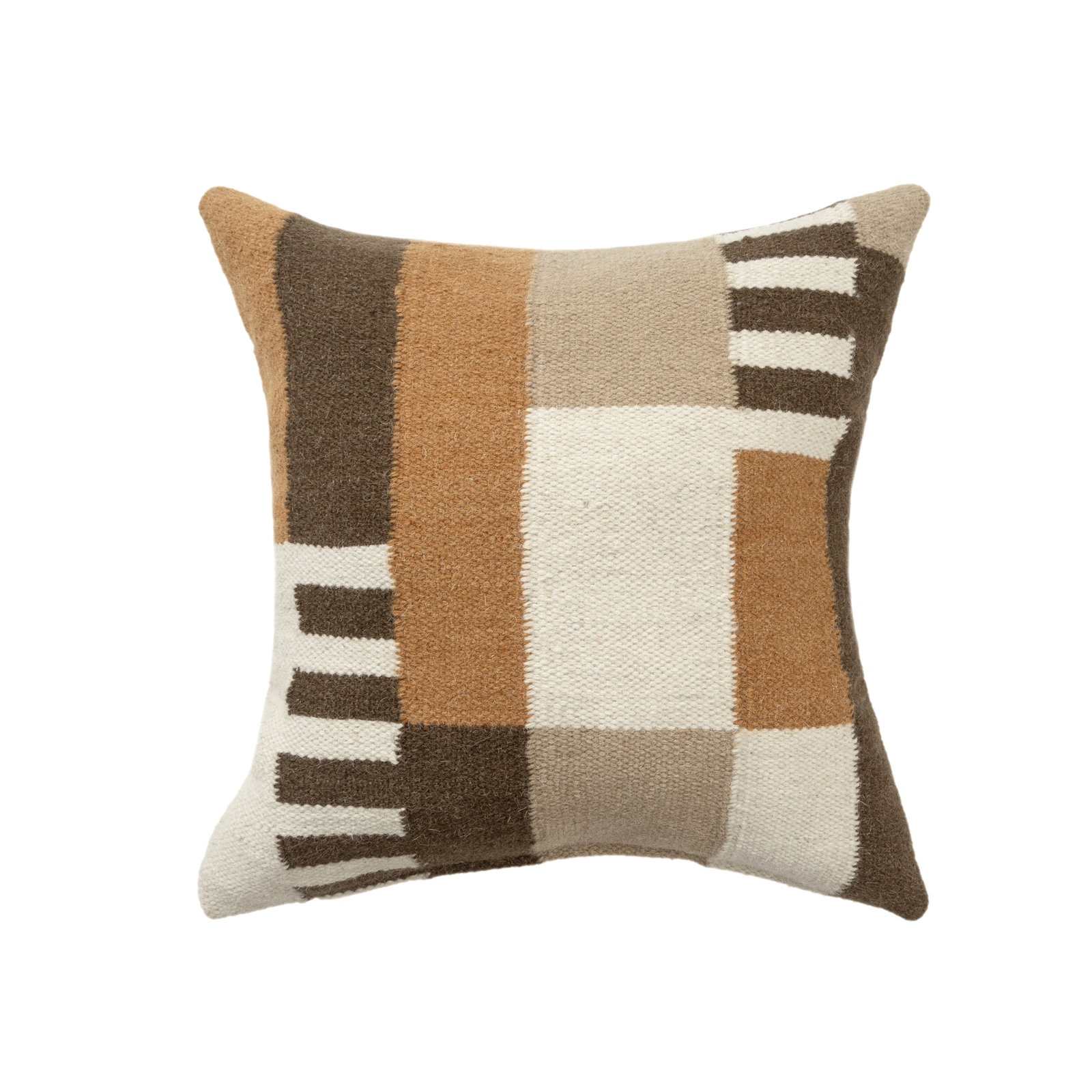 Atelier Contemporary Geometric Hand-Woven Throw Pillow, Pillow Cover Only - No Insert, Brown/Orange, Square 24"H x 24"W