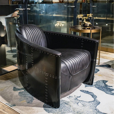 Chaise de loisir de style industriel avec rivets 30,71 de large