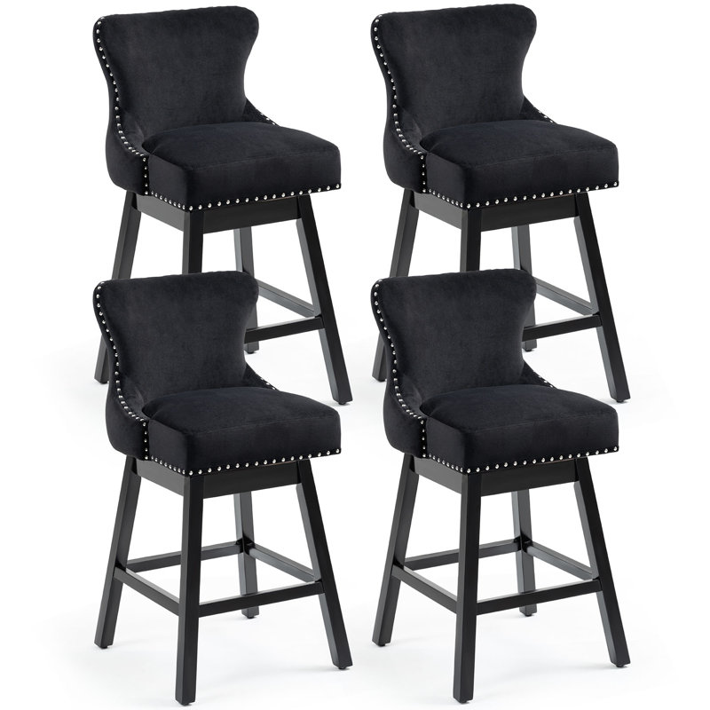 Angelicamae Unfinished Swivel 29'' Stool, 4, Black