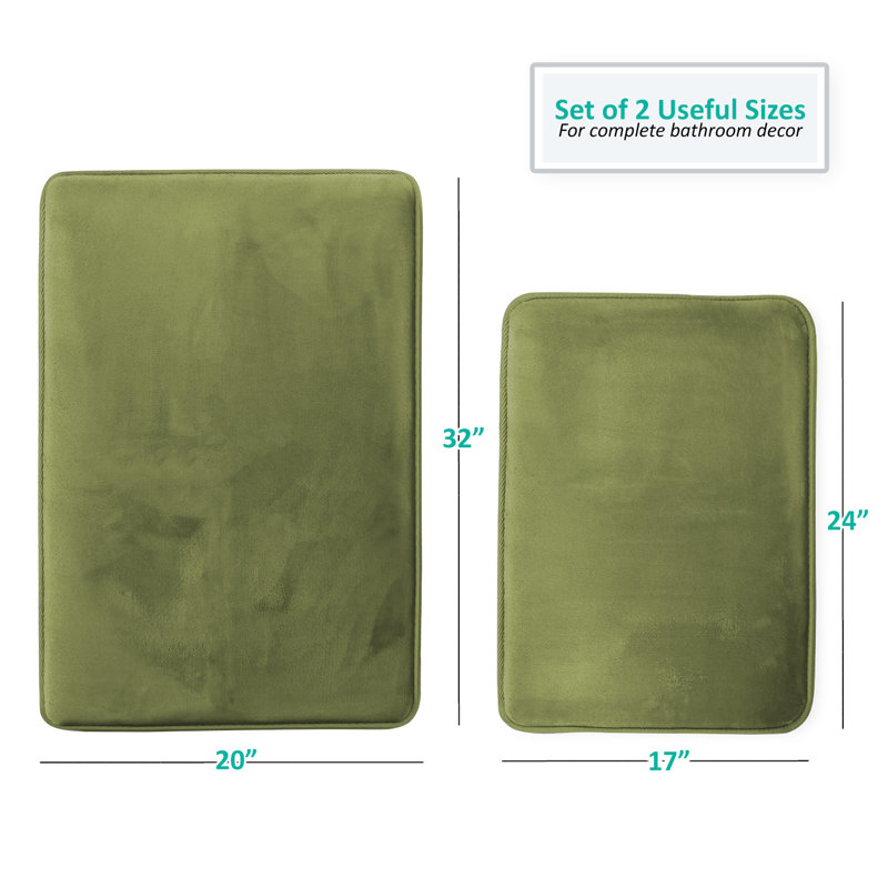 Steph Luxury Memory Foam Bathroom Rug Set, Petit: l 17 po x L 24 po / Grand: l 20 po x L 34 p, ISE
