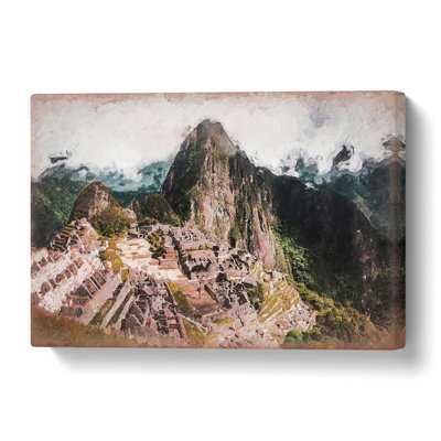 Machu Picchu And Huayna Picchu Mountain - Wrapped Canvas Painting