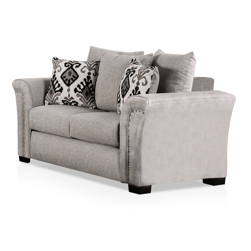 Canapé Mariano, Polyester taupe clair, Noir, H 40 po x l 70 po x P 38 po