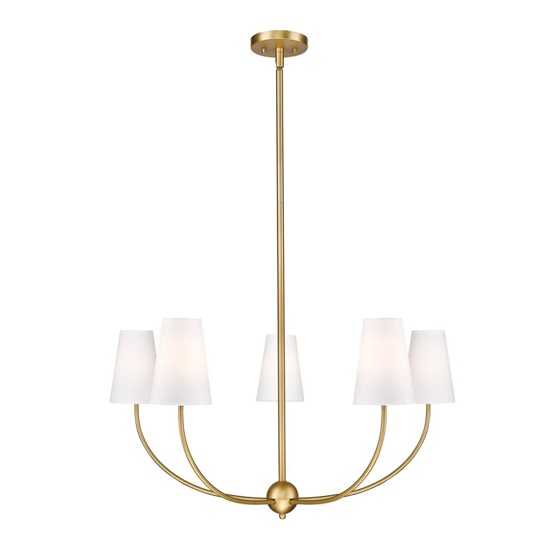 Lustre classique à 6 lumières avec abat-jour Caral, Laiton frotté, 5, H 16,5 po x l 32 po x P 32 po