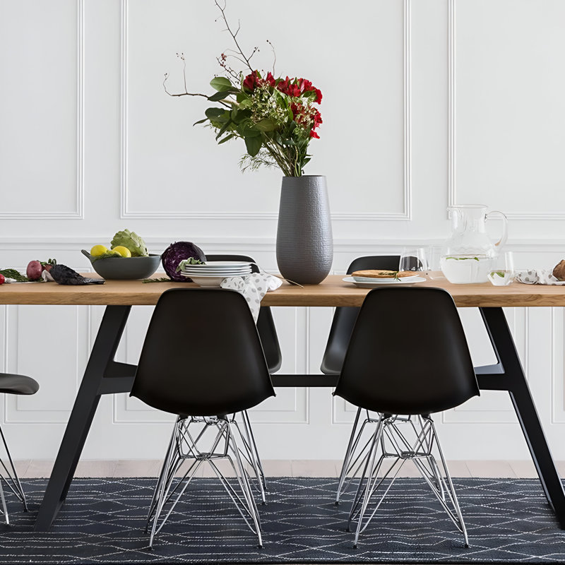 Eiffel Chair With Chrome Base, Black