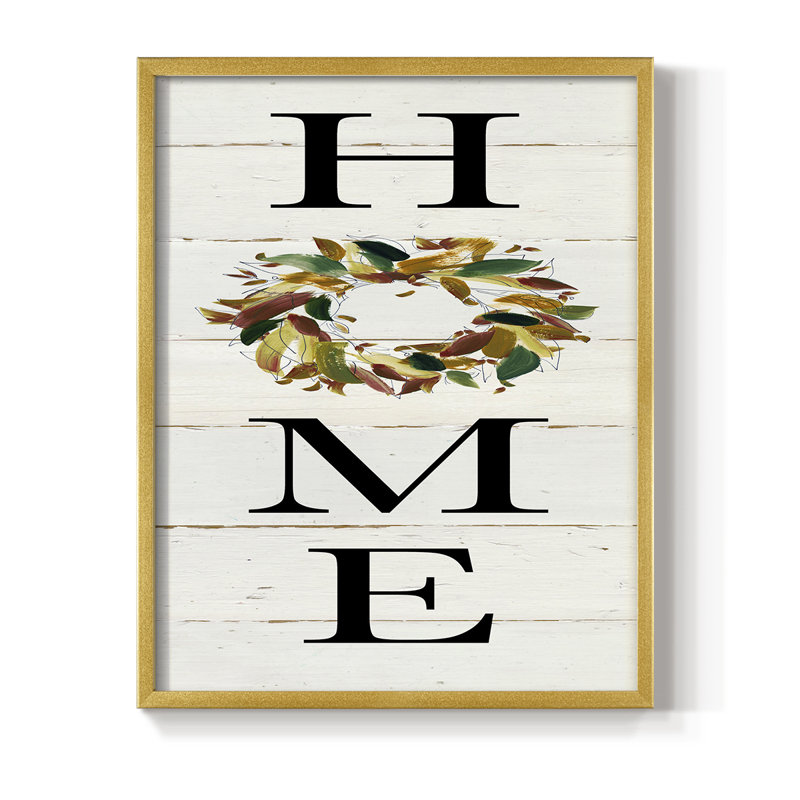 Reproduction encadrée de couronne Home Home - bois massif, H 21 po x l 17 po, Doré