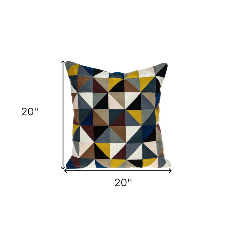Coussin décoratif en coton 20 po noir et jaune