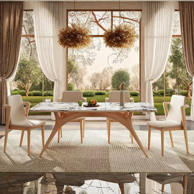 Rectangular Artificial Marble Dining Table Set