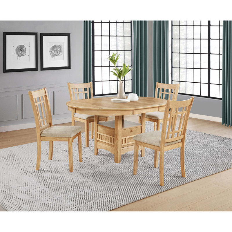 Table de salle à manger à rallonge en bois avec base piédestal fonctionnelle
