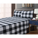 Lithium 100% Cotton Flannel Plaid Sheet Set