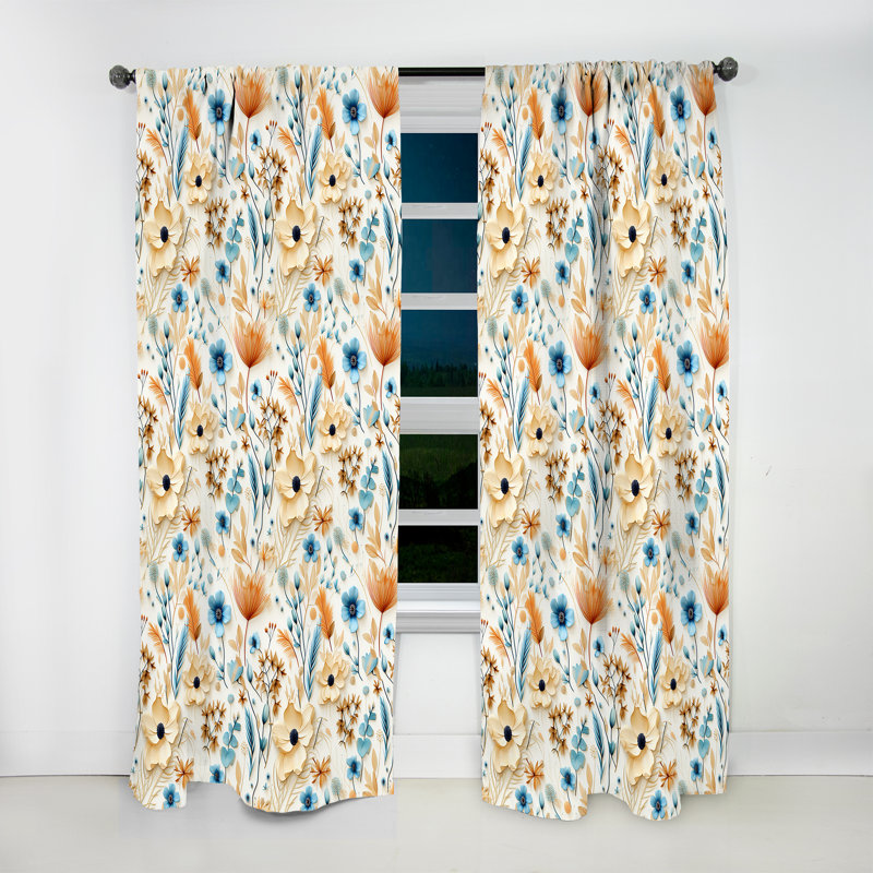 Motif bohème Coastal Retreat II - rideau en velours bohémien - obscurcissant - 1 panneau, L 52 po x L 108 po