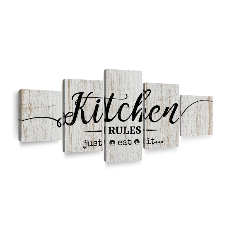 " Kitchen Rules Sign Multi Piece Canvas Print " by TimberType Studio 5 - Pieces, 12" H x 29" W x 1" D