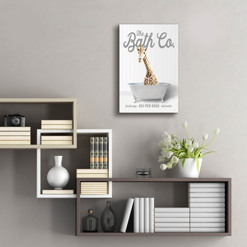  «Giraffe 25 Cents Per Soak», art mural en verre avec lettres et lignes, 16 po x 24 po, H 24 po x l 16 po