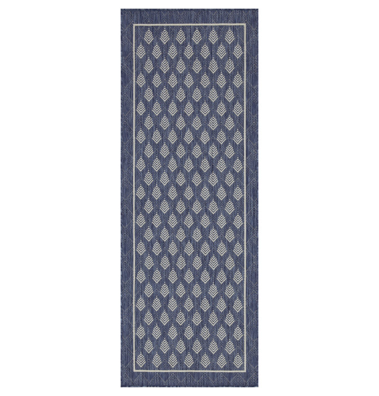 Widmer 2'7" x 7'3" Rectangular Leaf Pattern Area Rug with Border