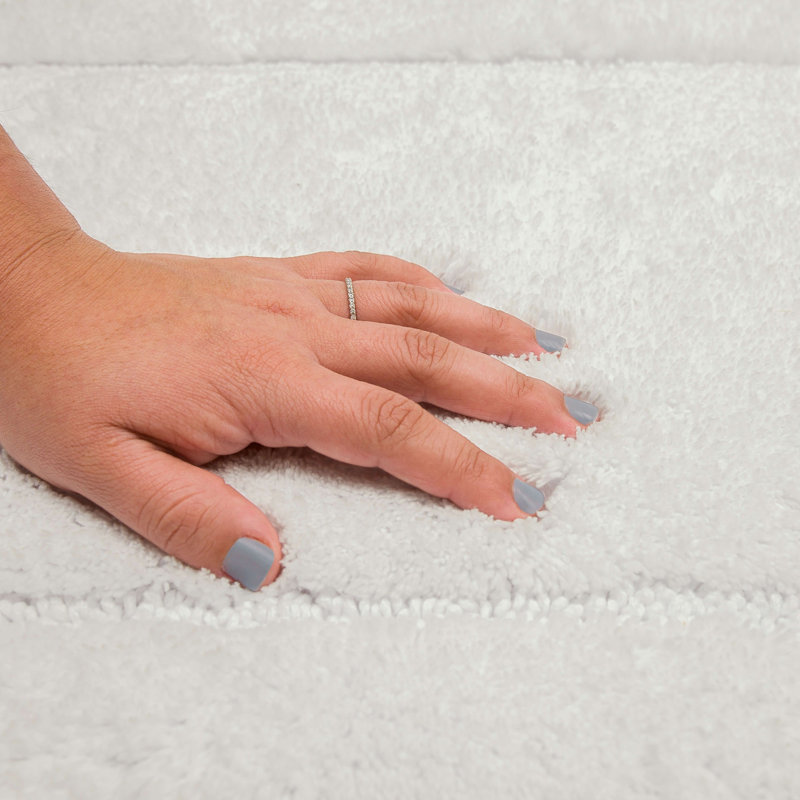 Kalb Solid Cotton Non Slip Machine Washable Bath Rug, 24" W x 60" L, White