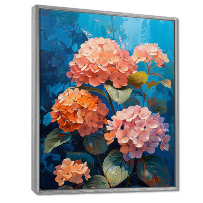 Rose et bleu hortensia qui fleurit en été I - impression d'art mural hortensia
