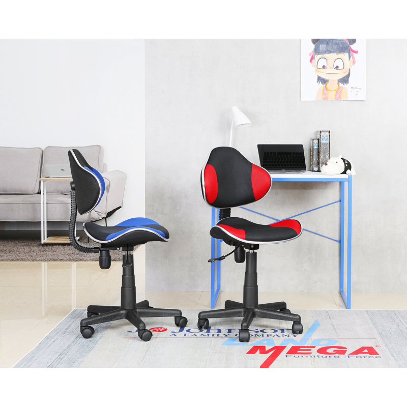 Aldous 360° Swivel Writing Office Task Chair with Mesh Back and Adjustable Height, Black/Red