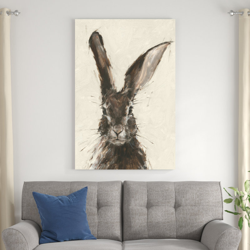 «European Hare II» par Ethan Harper, reproduction d'art mixte, H 48 po x l 32 po, Non, Toile tendue