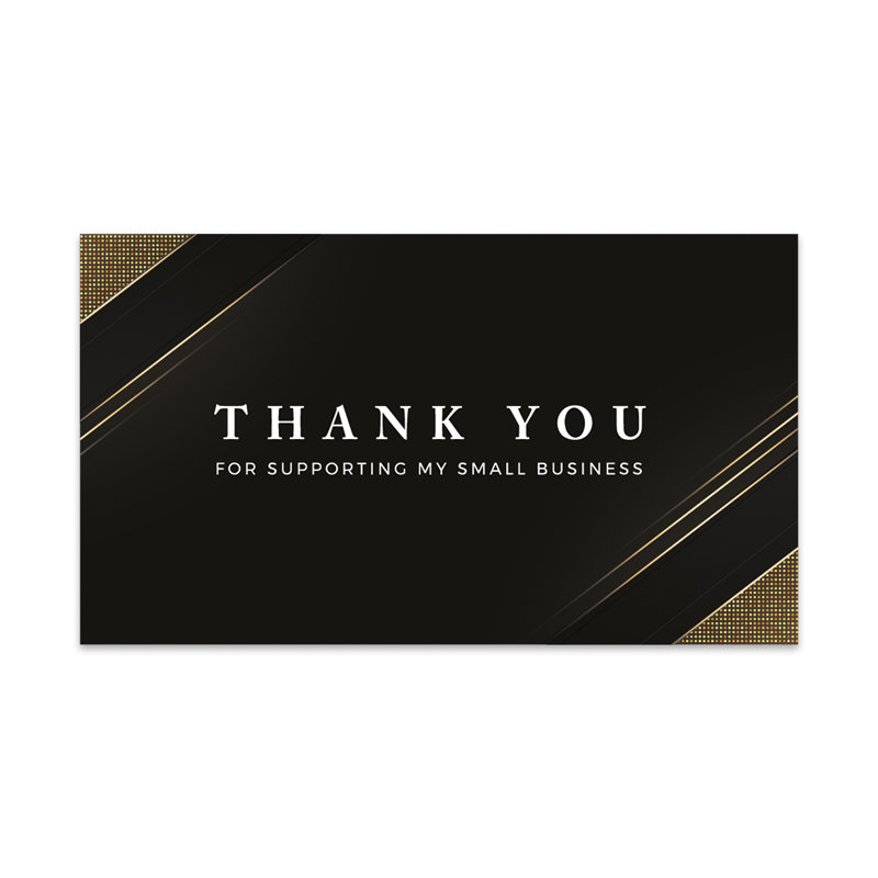 «Thank You For Supporting My Small Business», motif noir et or, paquet de 100, 2 x 3,5 po