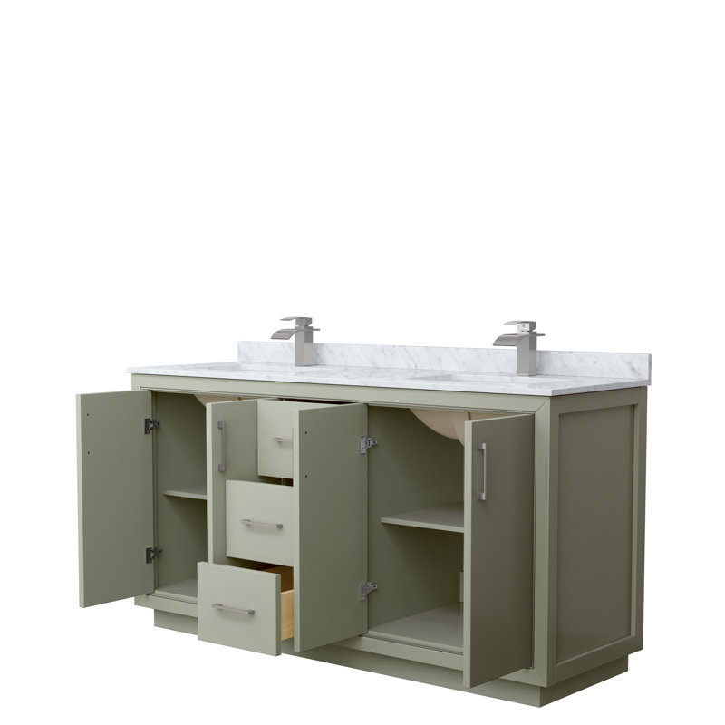 Icon 72" Double Bathroom Vanity Set, Brushed Nickel, Light Green, 72"