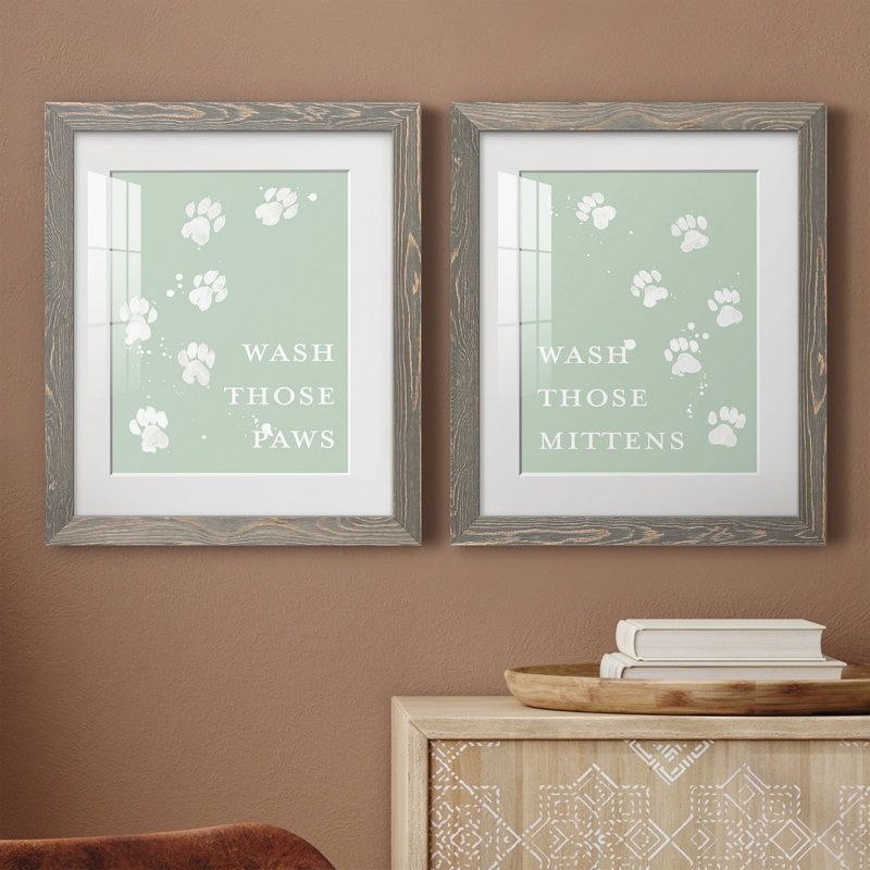 " Wash Your Paws III " 2 - Pieces Painting Print, 17" H x 20" W x 1" D, White