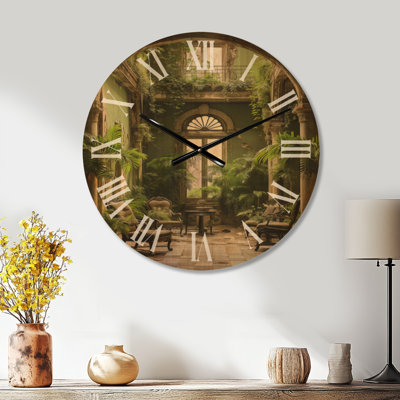 Grande horloge murale ronde en bois - charme colonial cubain Oasis