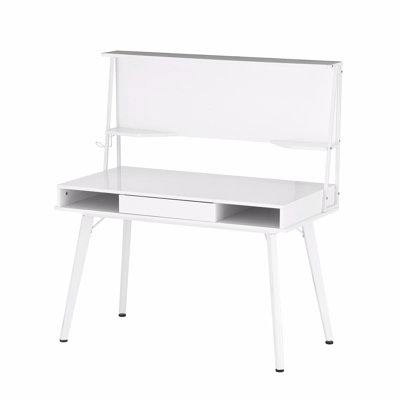 Bureau d'ordinateur avec rangement blanc magnétique effaçable à sec Techni Mobile