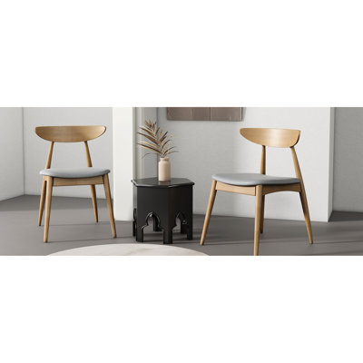 Retro 2 - Chaise pour la salle à manger, dossier ergonomique, bois d'hévéa massif, sièges rembourrés et salle à manger