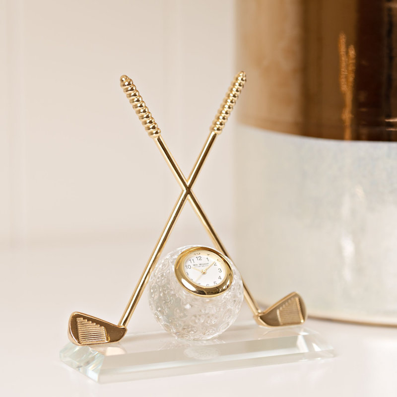 Analogue Crystal Tabletop Clock in Gold