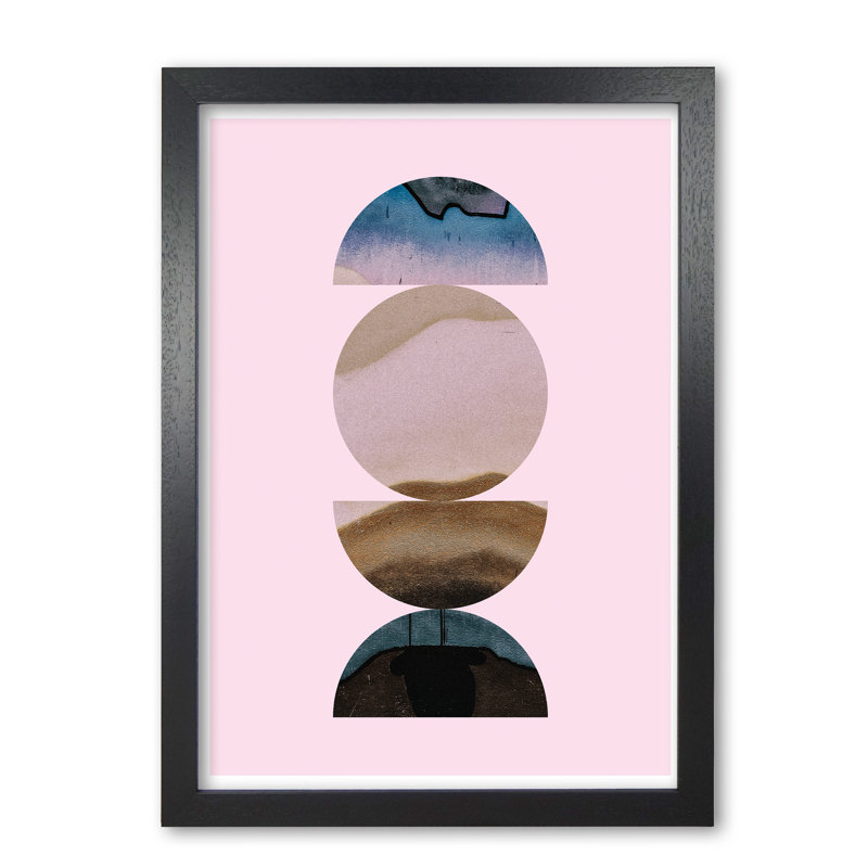 Abstract Circles Pink Background - Print, Black Grain Frame, 30 cm H x 21 cm W x 5 cm D