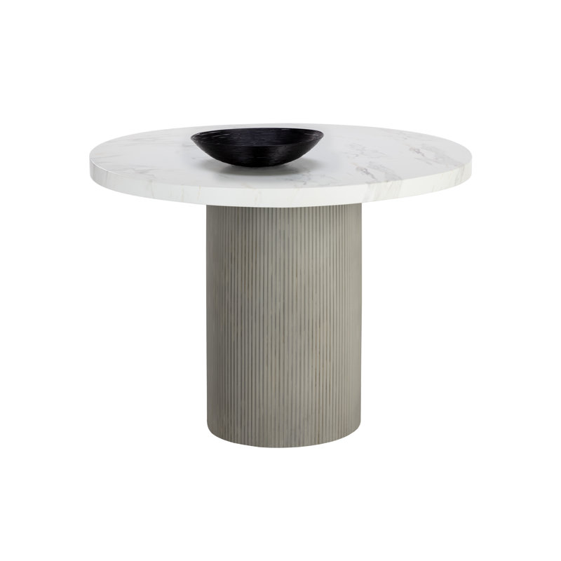 Zali Round Dining Table - Grey, Gray, 30" H x 40" L x 40" W
