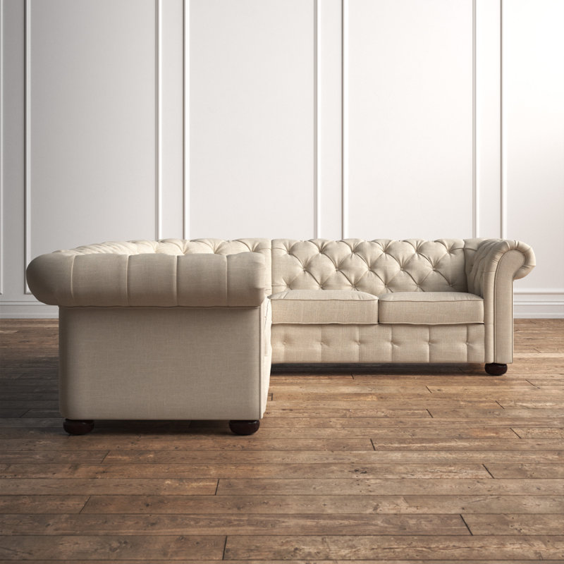 Huskins Upholstered L-Shaped Sectional, Heathered Beige Linen