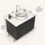 Meuble-lavabo de salle de bain 30 po avec lavabo, meuble-lavabo autoportant avec 2 portes rondes en céramique avec motif de pierre et comptoir Carrara-125514988-125514986