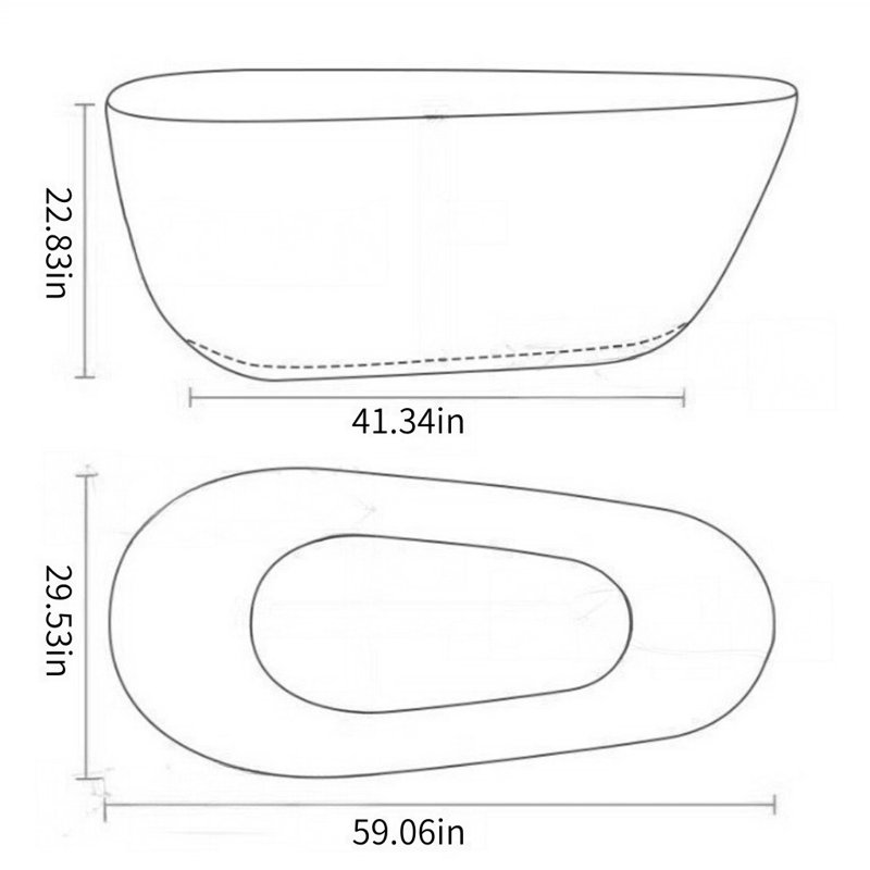 59.06'' W 22.83'' H Tub & Shower Kit