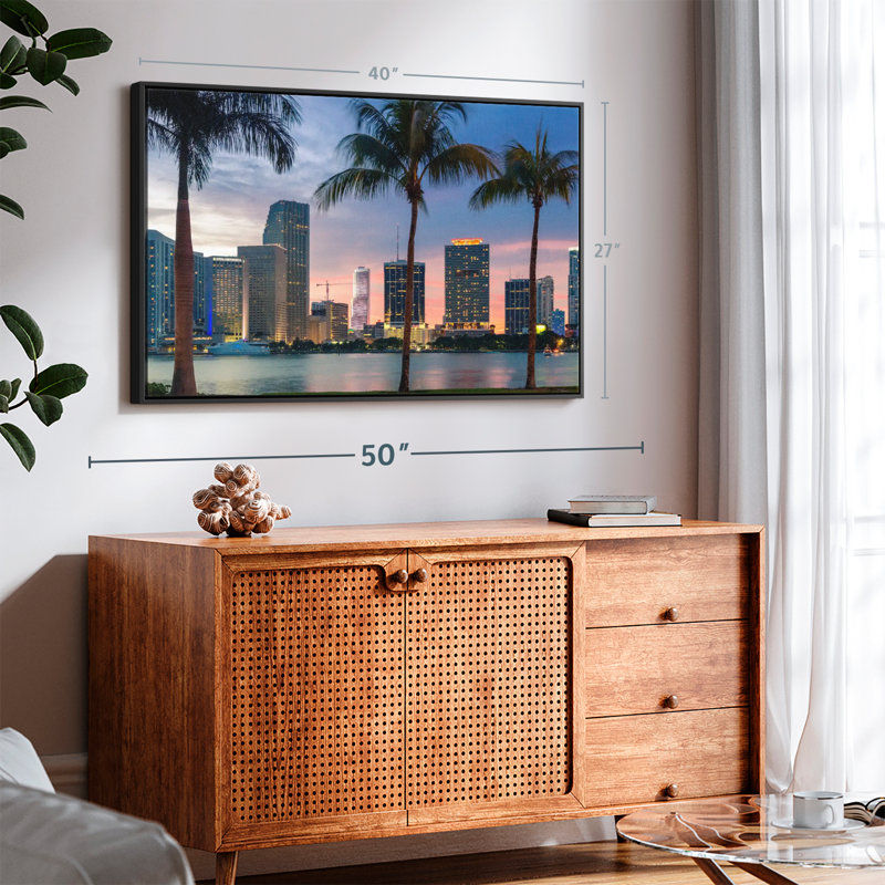 Miami Skyline At Dusk Canvas Print, 27" H x 40" W