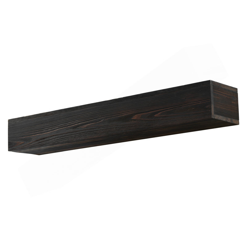 Manteau de cheminée 72 "en bois rustique, tablette murale et flottante pour la décoration intérieure, Espresso