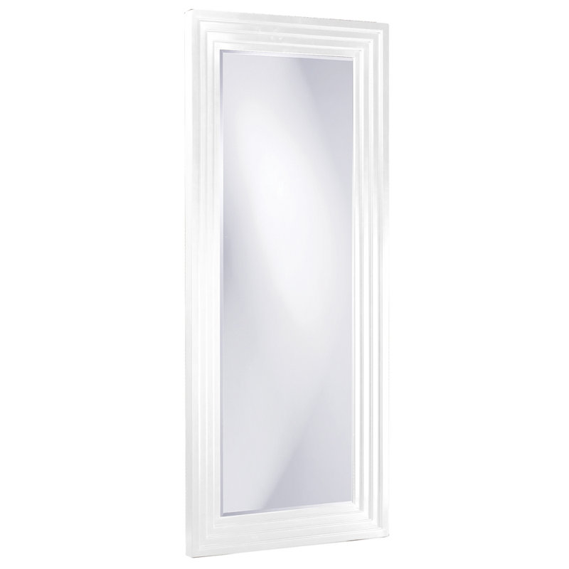 Amy Wood Flat Wall Mirror, 82" x 34", White