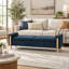 Banc de rangement Canterbury en chenille avec double couvercle, accoudoirs et pieds en bois d'hévéa-603583198
