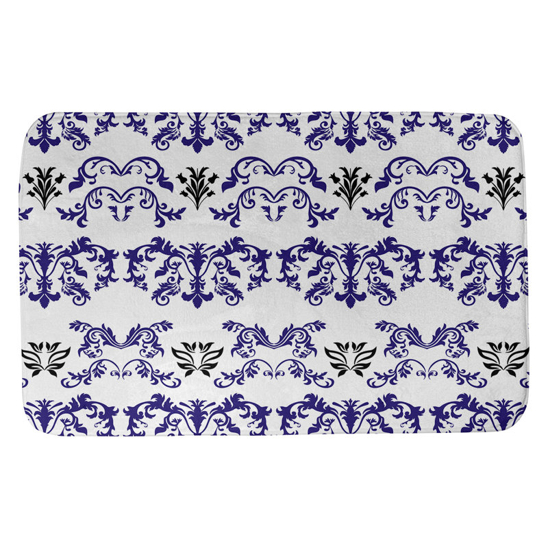 Tapis pour salle de bain Baltimore, l 21 po x L 34 po, Mauve / blanc / noir