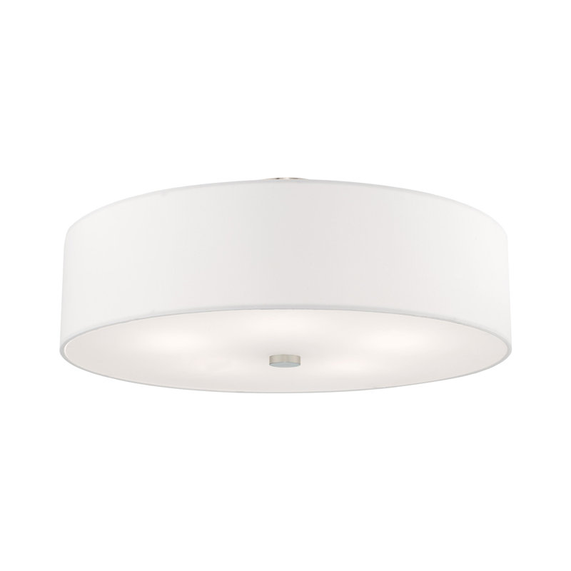 Flaire Fabric Semi Flush Mount, Brushed Nickel, Off-White