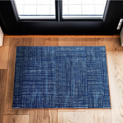 Canvas Navy Small Washable Floor Mat