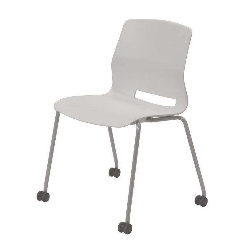 Chaise empilable Wille, Gris clair, Avec des roulettes