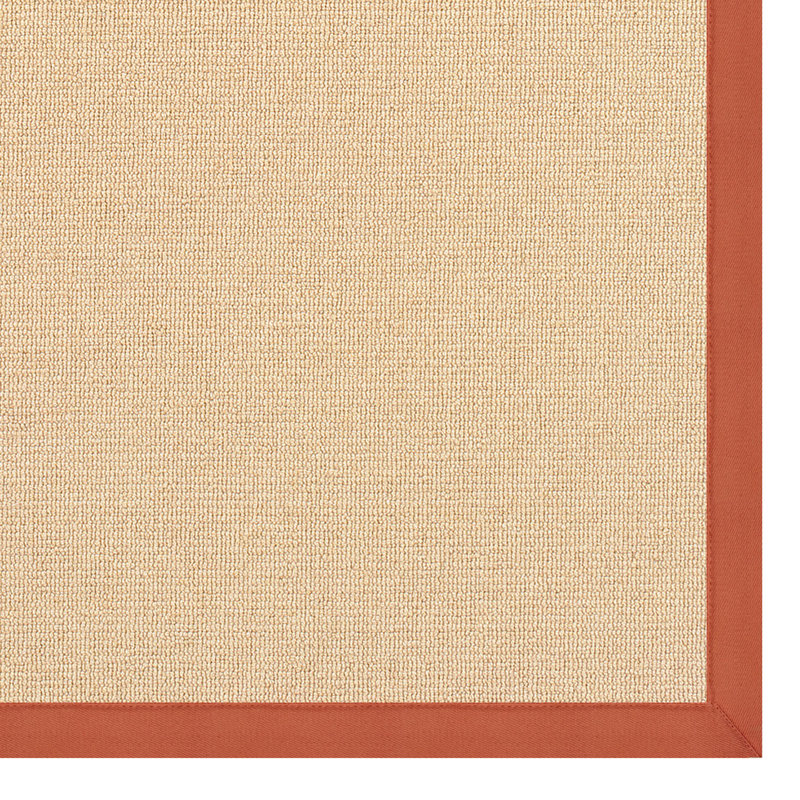 Nannette Handmade Light Beige Berber with Burnt Orange Cotton Border Made in the USA Area Rug, Rectangle 1'10" x 2'10"