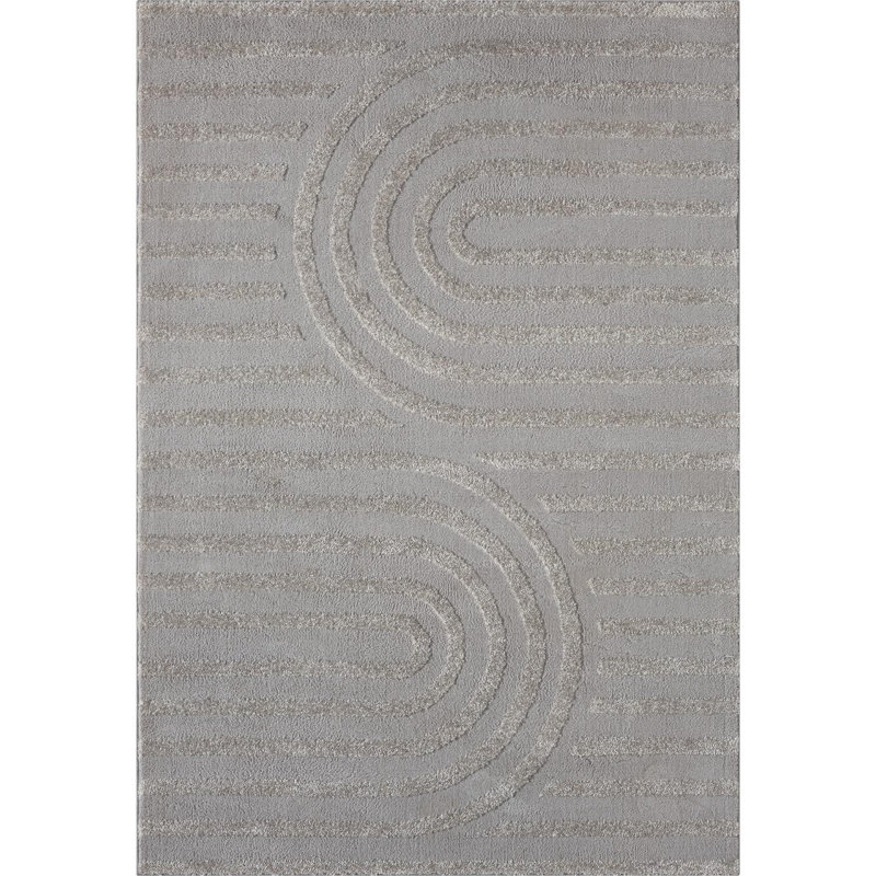 Ibiza Abstract Indoor Rug, Rectangle 4' x 5', Silver