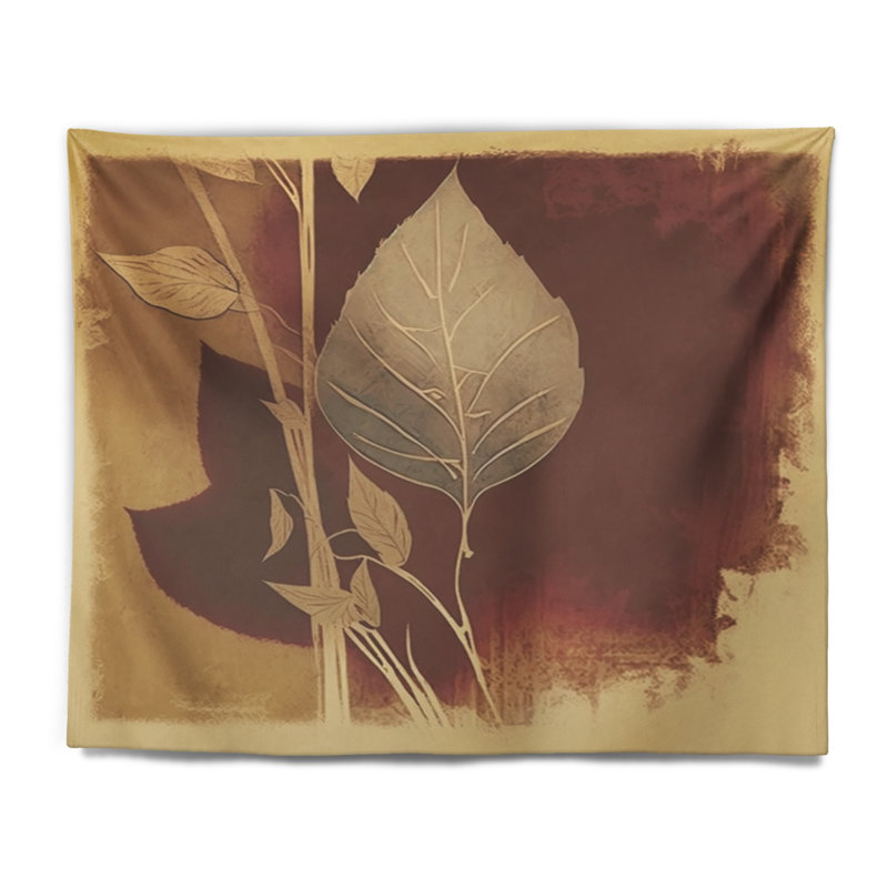 Polyester, terre cuite, tapisserie, feuilles et chocolat, H 32 po x l 39 po