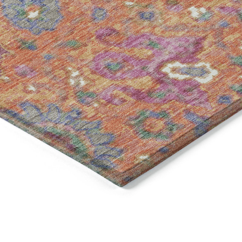Machine Washable Indoor/Outdoor Xhevrie Orange Rug, Rectangle 10' x 14'