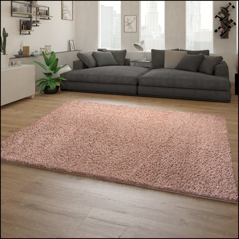Jeremas Solid Colour Shag Area Rug, Round 120cm