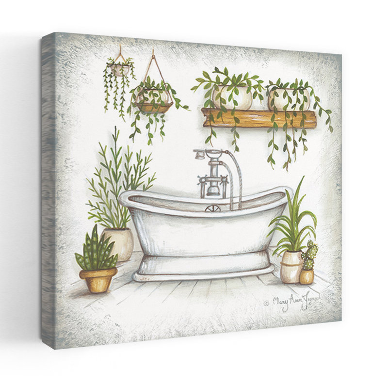 Baignoire, verdure, abstrait, cactus, paysage, art naturel, H 32 po x l 32 po